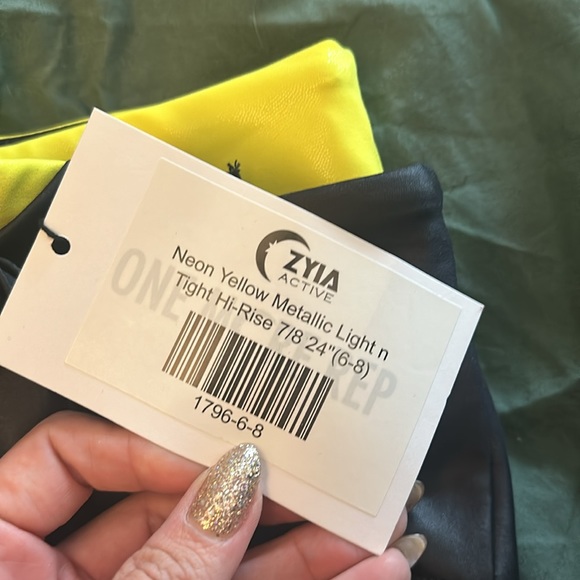 Set of 3- Zyia Activewear Yellow and Black Shiny matching sets - Picture 4 of 6